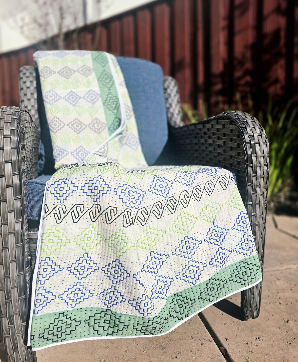 Spirit Kantha Quilt Throw – Hand Embroidered Vintage Kantha Quilt - Ohana Earth