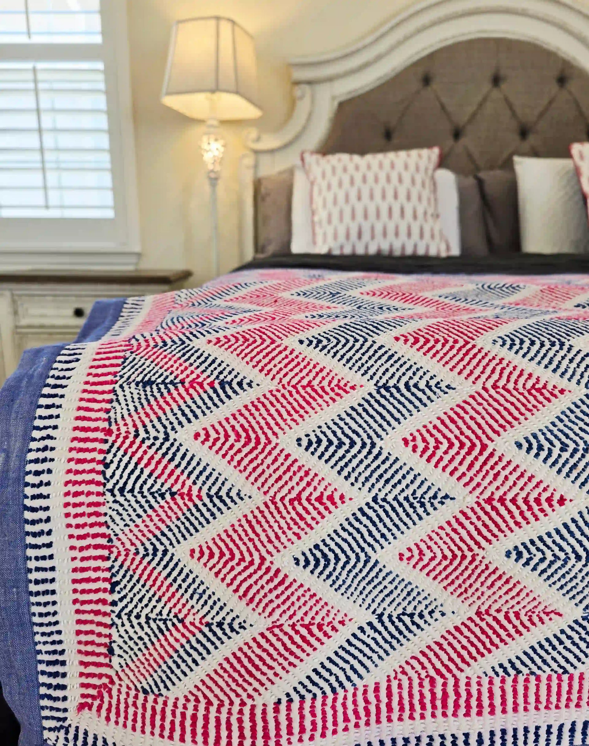 Vintage Hand Embroidered Lohori Reversible Kantha Throw - Ohana Earth