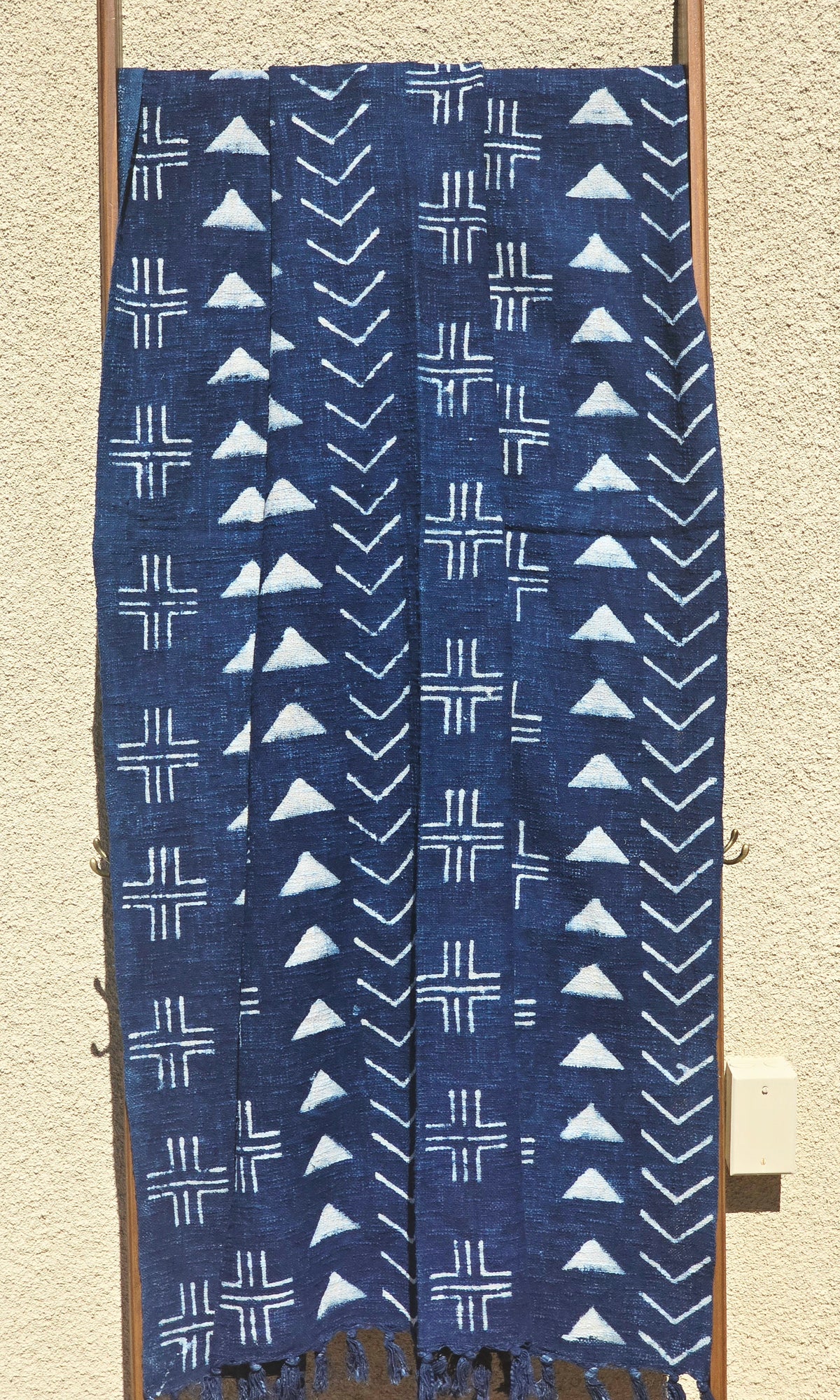 Indigo Geometric Cotton Throw | Slub Cotton Throw Blanket - Ohana Earth