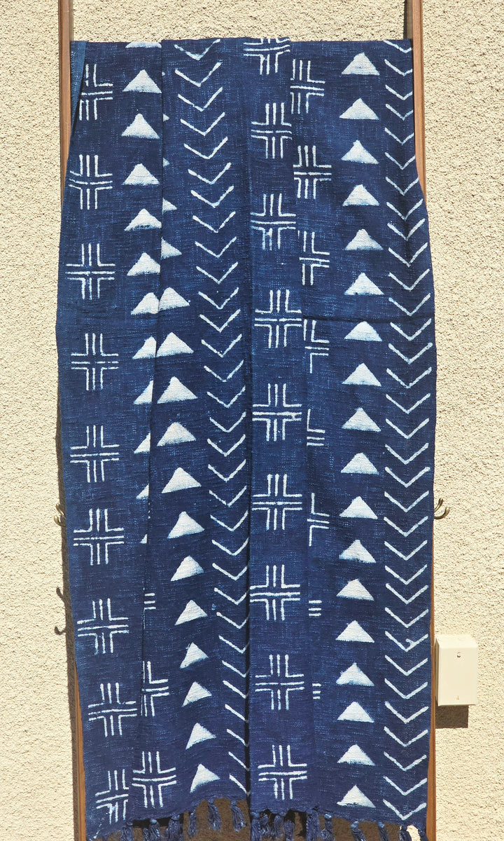 Indigo Geometric Cotton Throw | Slub Cotton Throw Blanket - Ohana Earth