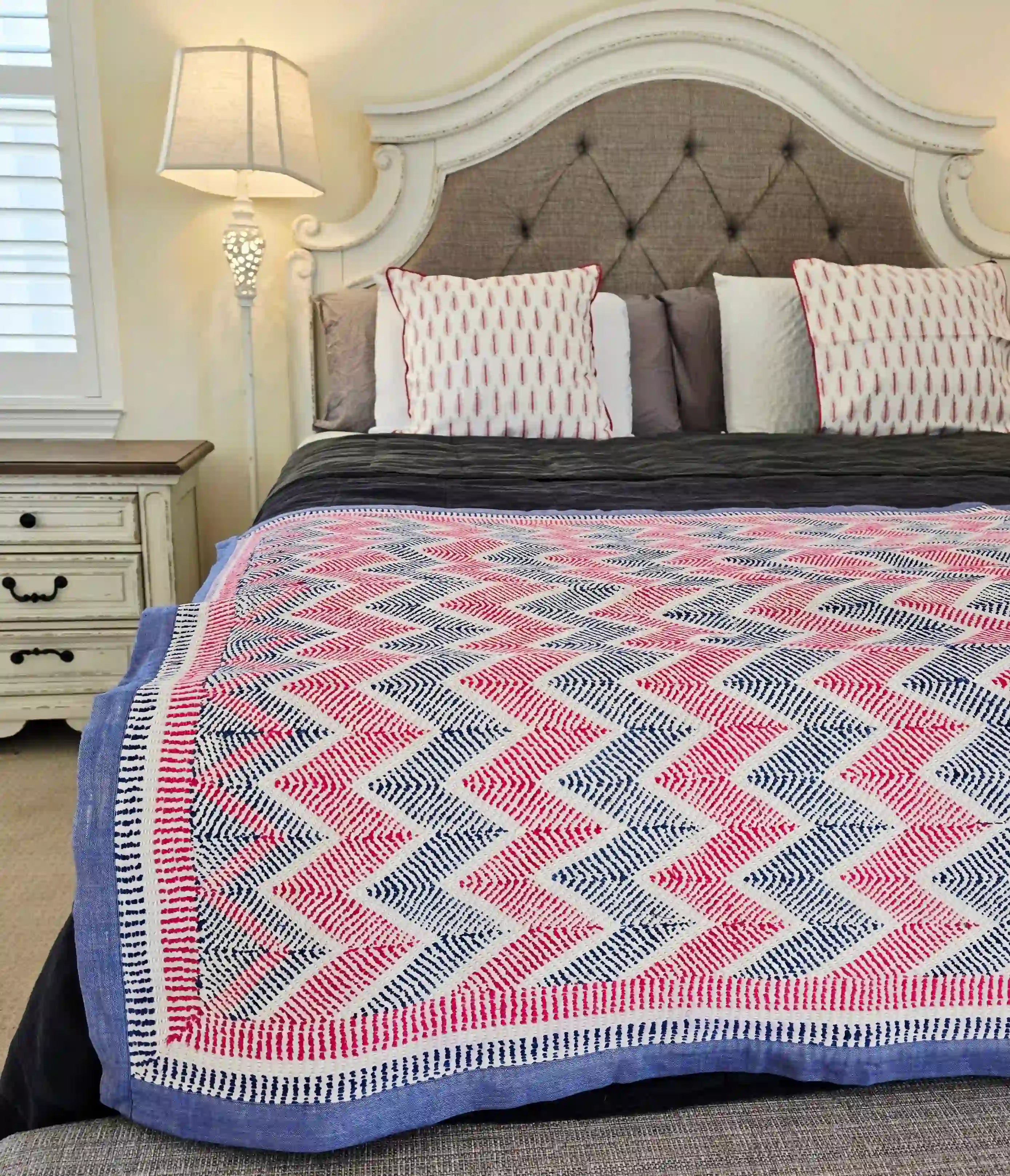 Vintage Hand Embroidered Lohori Reversible Kantha Throw - Ohana Earth