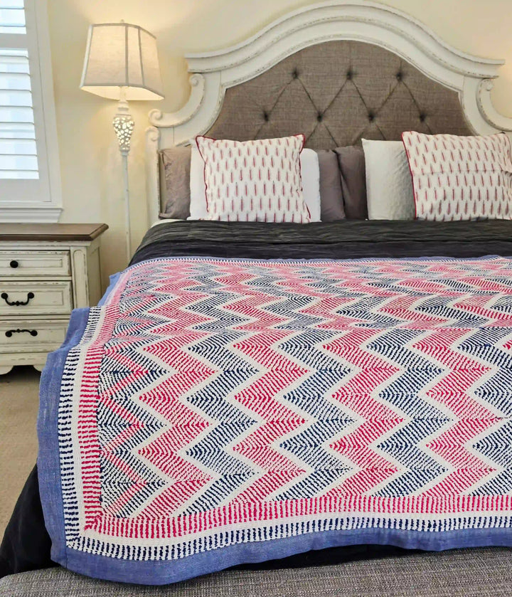 Vintage Hand Embroidered Lohori Reversible Kantha Throw - Ohana Earth