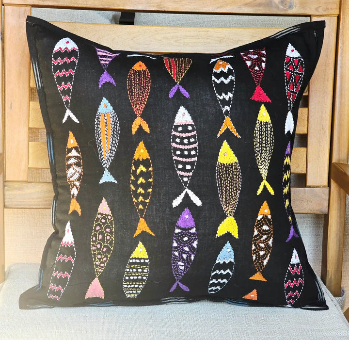 Handmade Kantha Fish Cushion Cover - Ohana Earth