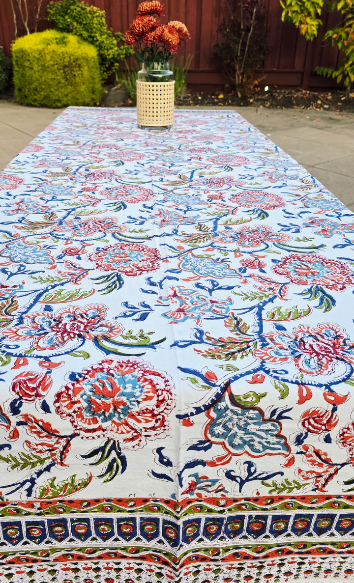 Flower Song Block Printed Table Cloth - Ohana Earth