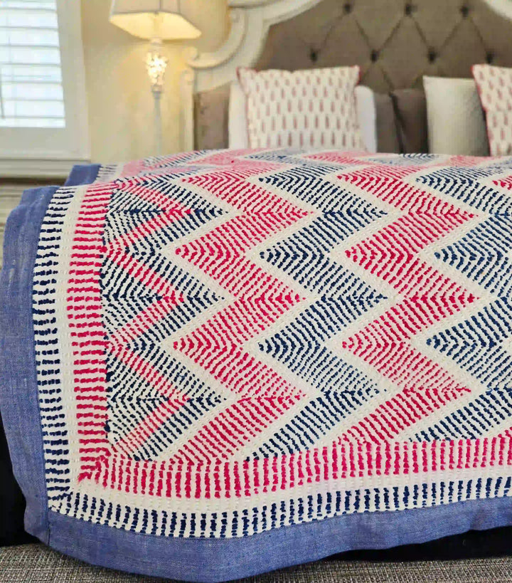 Vintage Hand Embroidered Lohori Reversible Kantha Throw - Ohana Earth