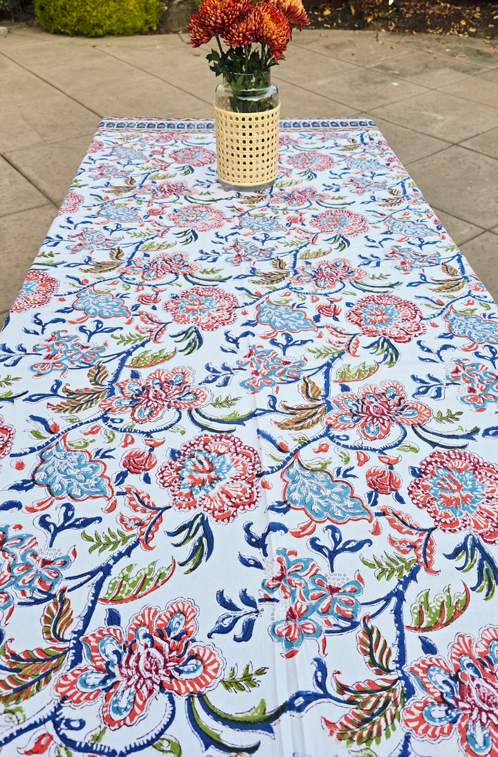 Flower Song Block Printed Table Cloth - Ohana Earth