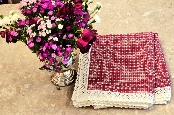 Love is Red and Lace Table Cloth - Ohana Earth