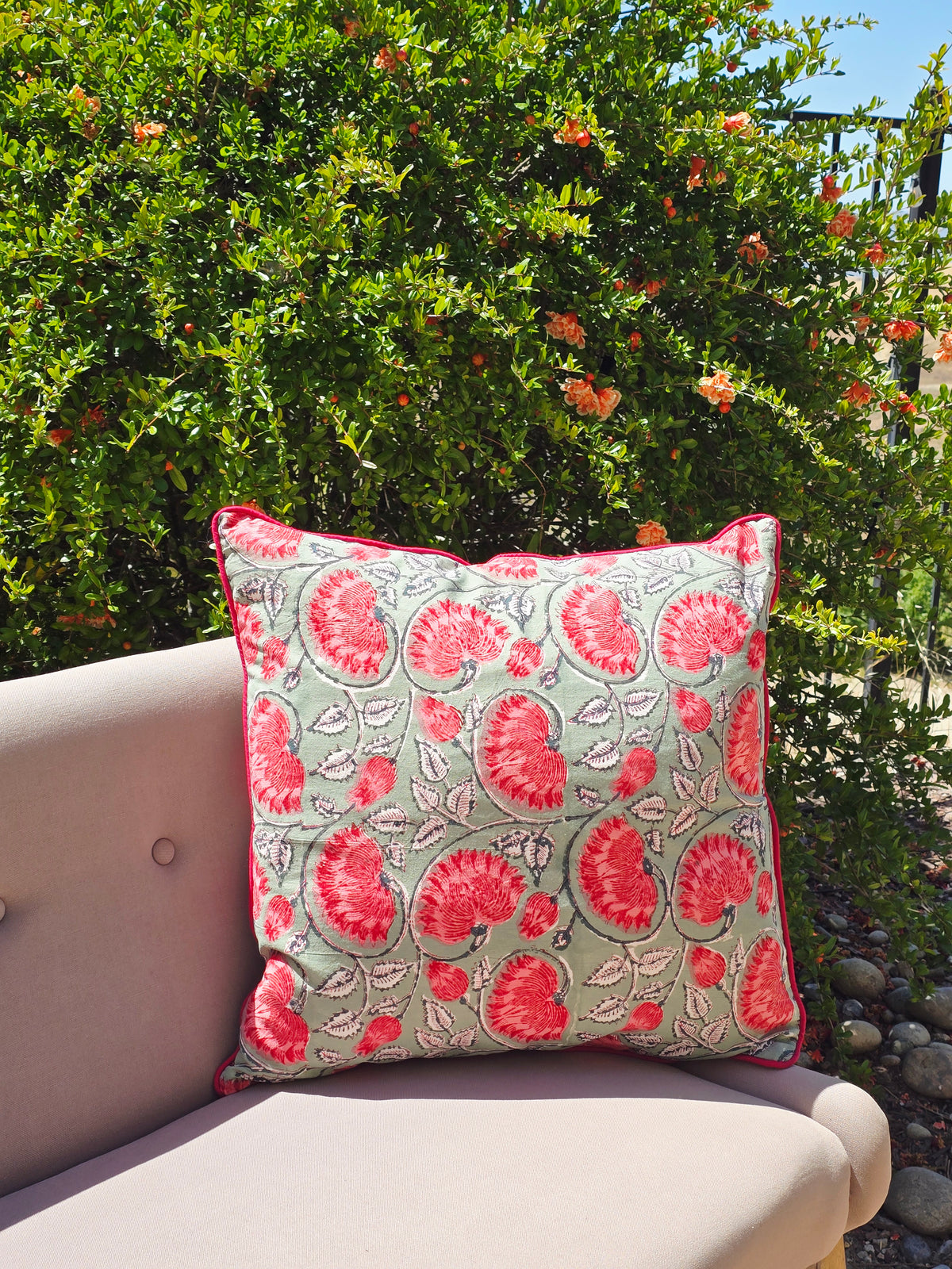 Hello Fall Hand Block Printed Cushion Cover - Ohana Earth