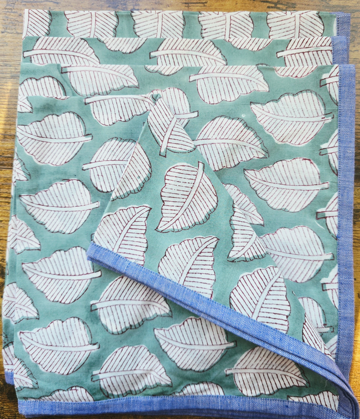 Leaf Block Print Cotton Napkins– Handmade Cloth Napkins Set - Ohana Earth