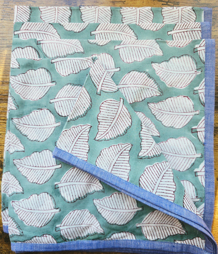 Leaf Block Print Cotton Napkins– Handmade Cloth Napkins Set - Ohana Earth
