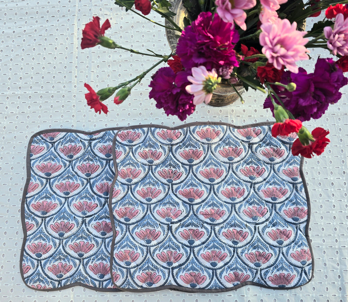 Cotton Handmade Quilted Placemat with Scalloped Sides - Ohana Earth