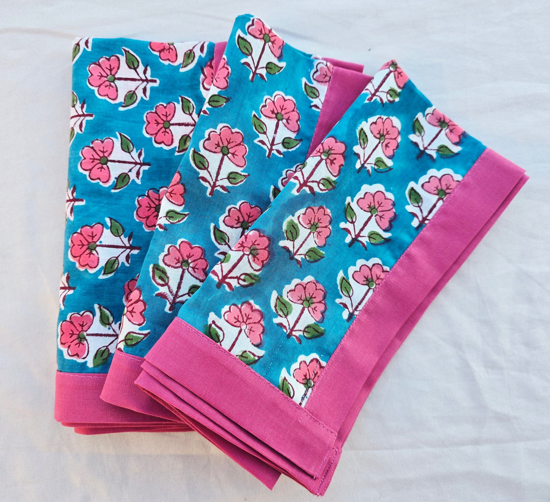 Wildrose Pure Cotton Hand block Printed Napkin - Ohana Earth