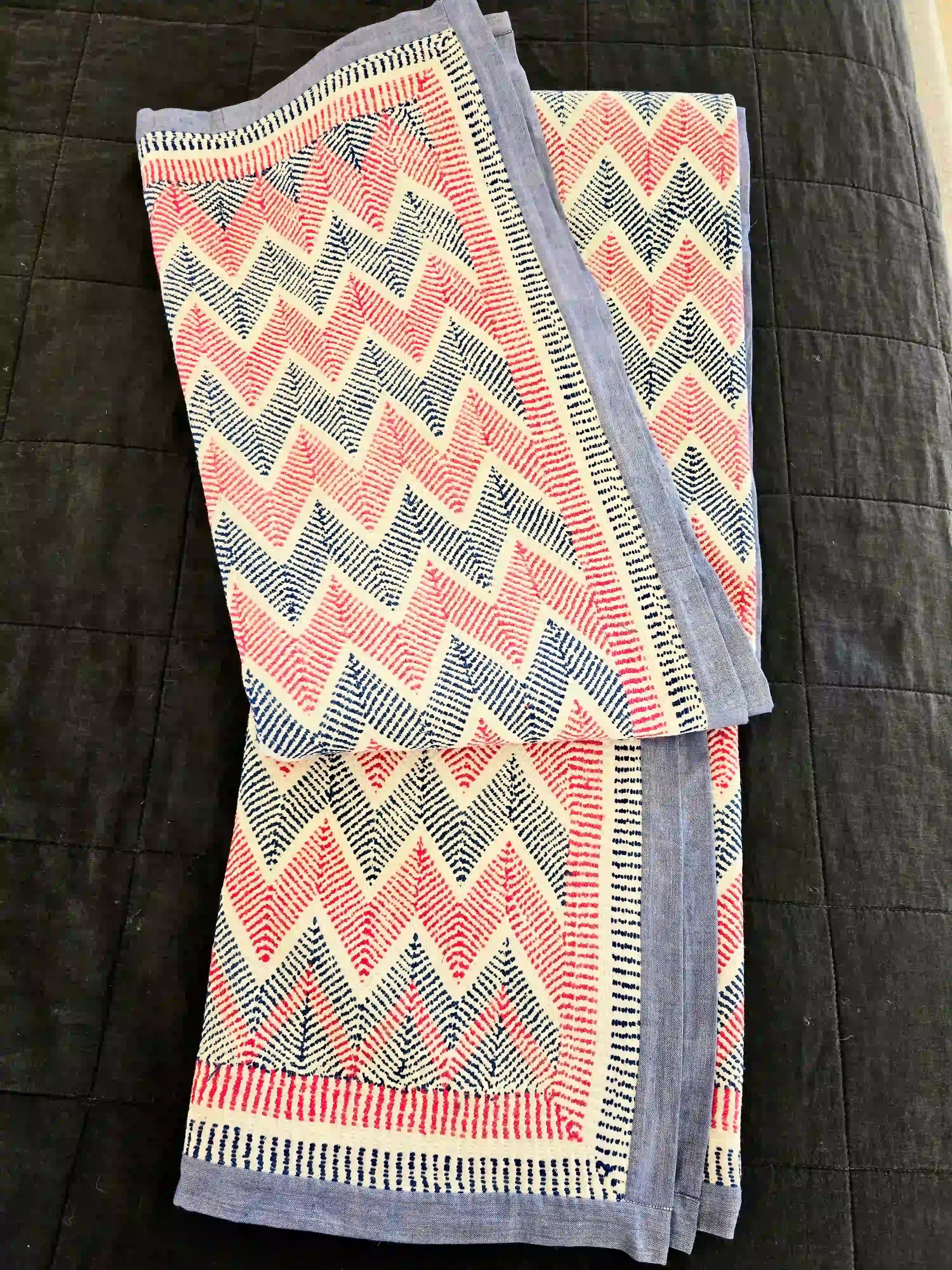 Vintage Hand Embroidered Lohori Reversible Kantha Throw - Ohana Earth