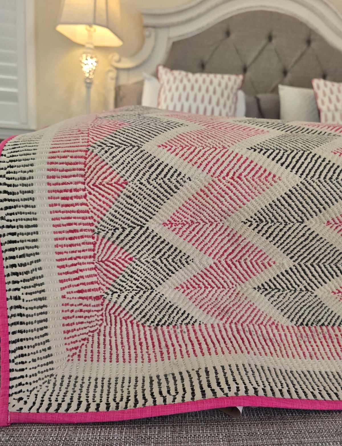 Vintage Lohori Kantha Quilt Throw – Hand Embroidered Reversible Kantha Quilt - Ohana Earth
