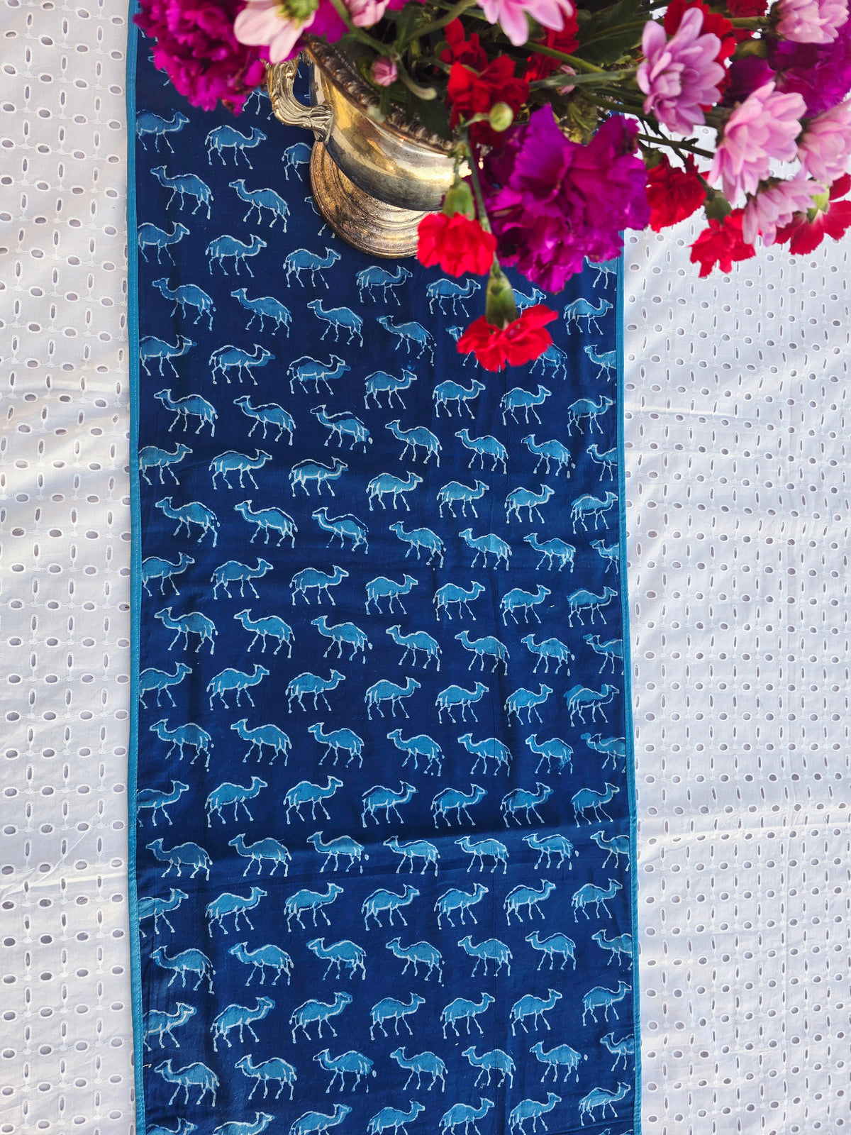 The Camel Indigo Handmade Table Runner - Ohana Earth