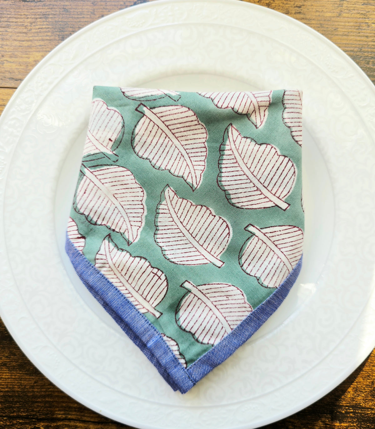 Leaf Block Print Cotton Napkins– Handmade Cloth Napkins Set - Ohana Earth