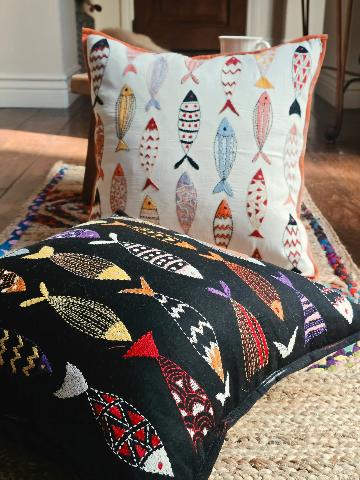 Handmade Kantha Fish Cushion Cover - Ohana Earth