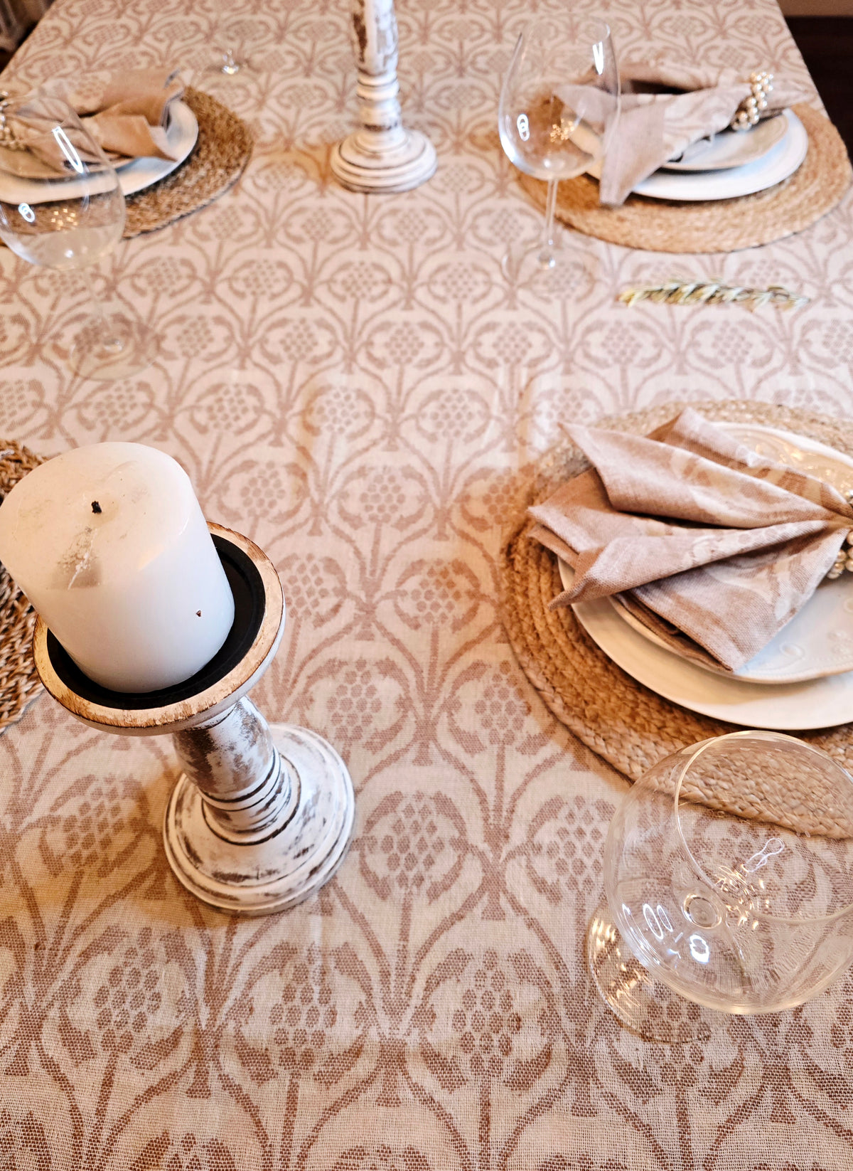 Fern - garden Pure Cotton Handwoven Jacquard Table cover - Ohana Earth