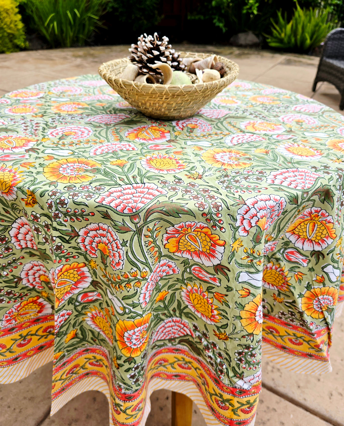 Round Table Set Floral Orange - Ohana Earth