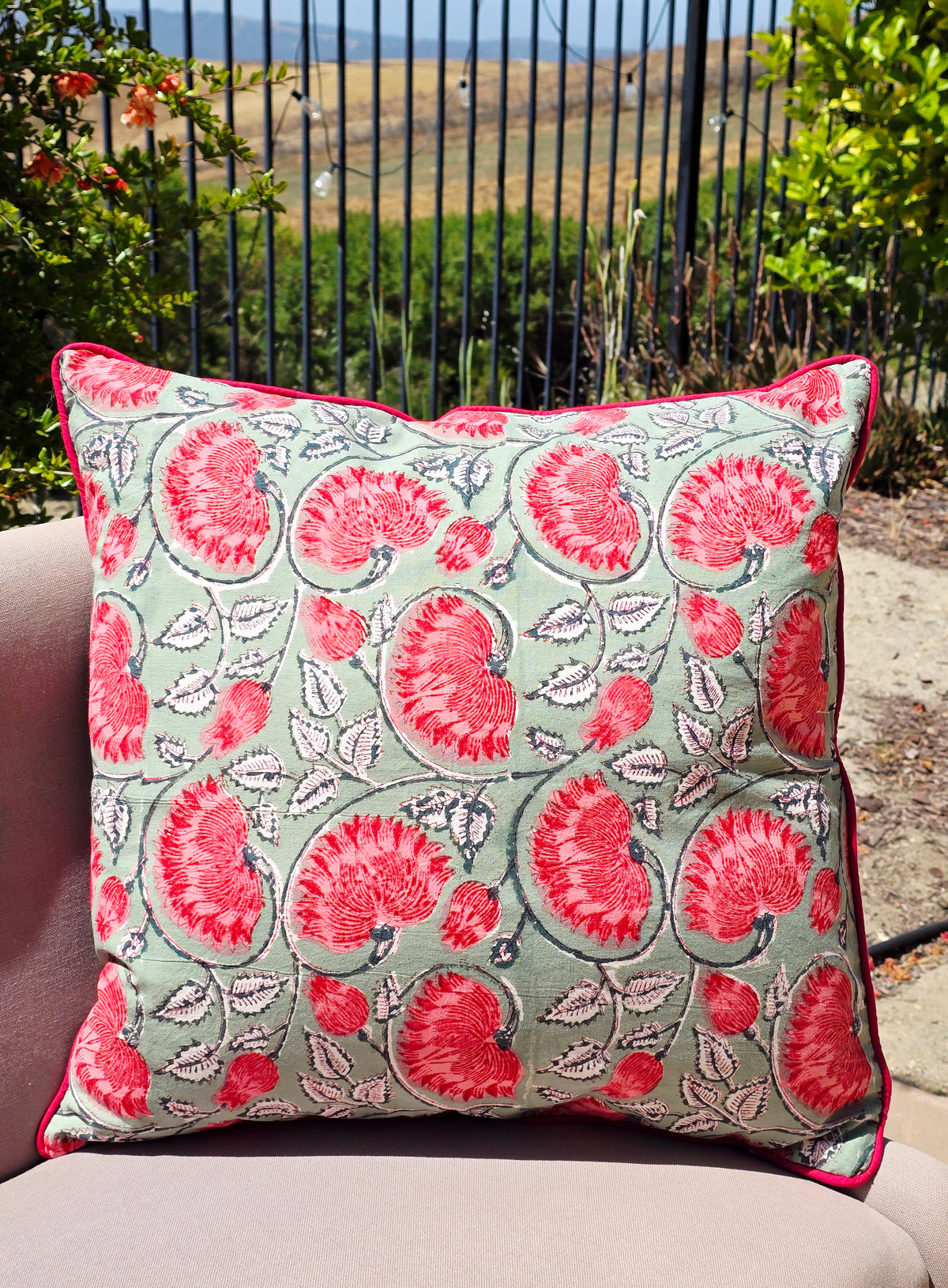 Hello Fall Hand Block Printed Cushion Cover - Ohana Earth