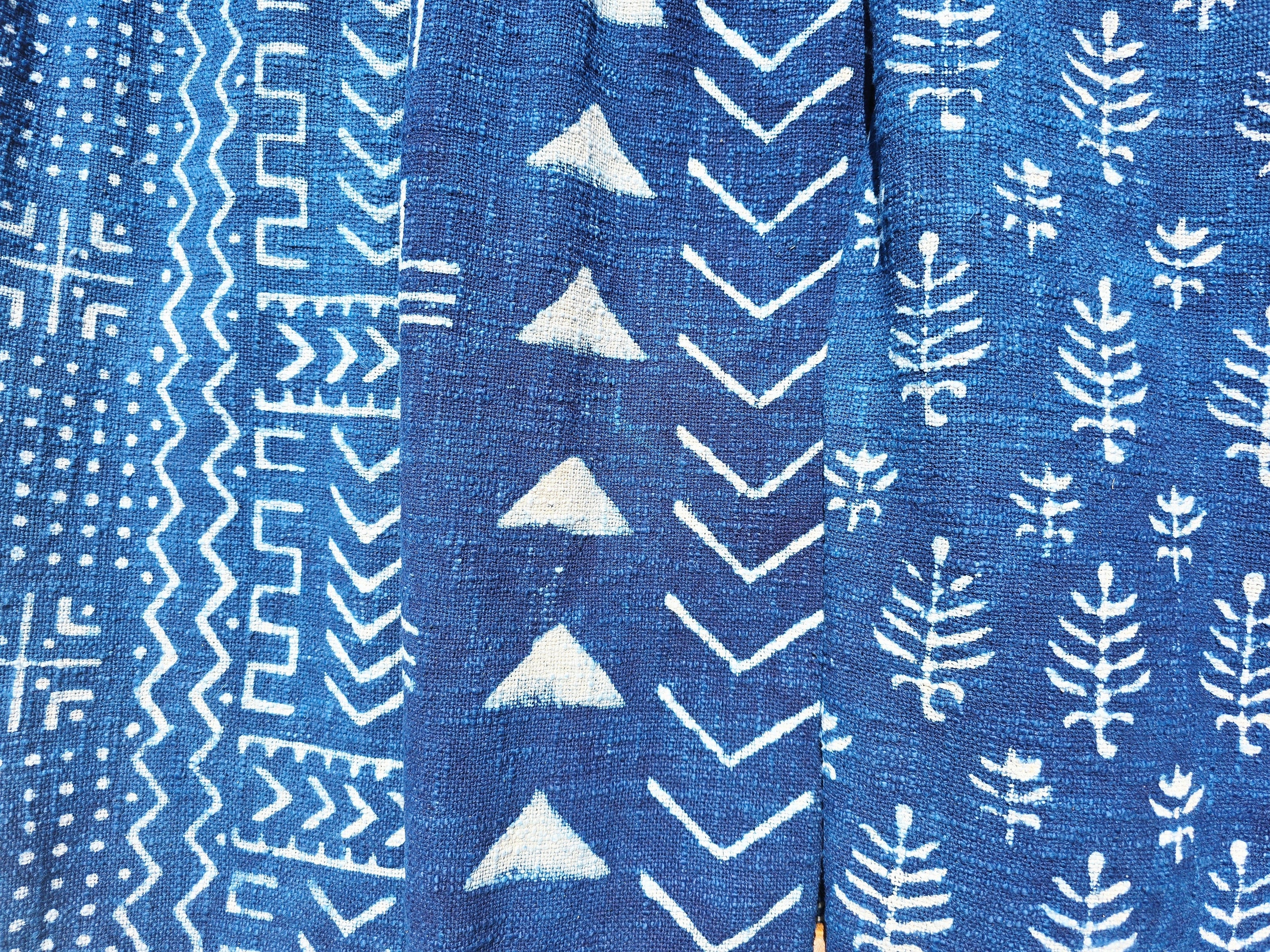 Indigo Geometric Cotton Throw | Slub Cotton Throw Blanket - Ohana Earth