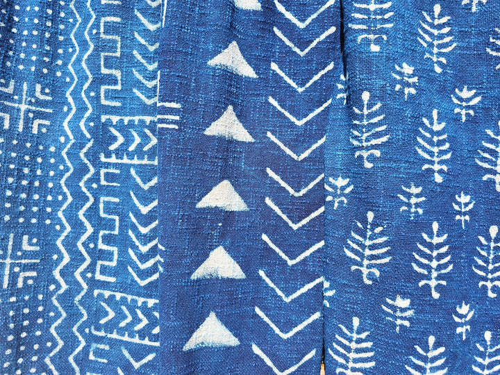 Indigo Geometric Cotton Throw | Slub Cotton Throw Blanket - Ohana Earth