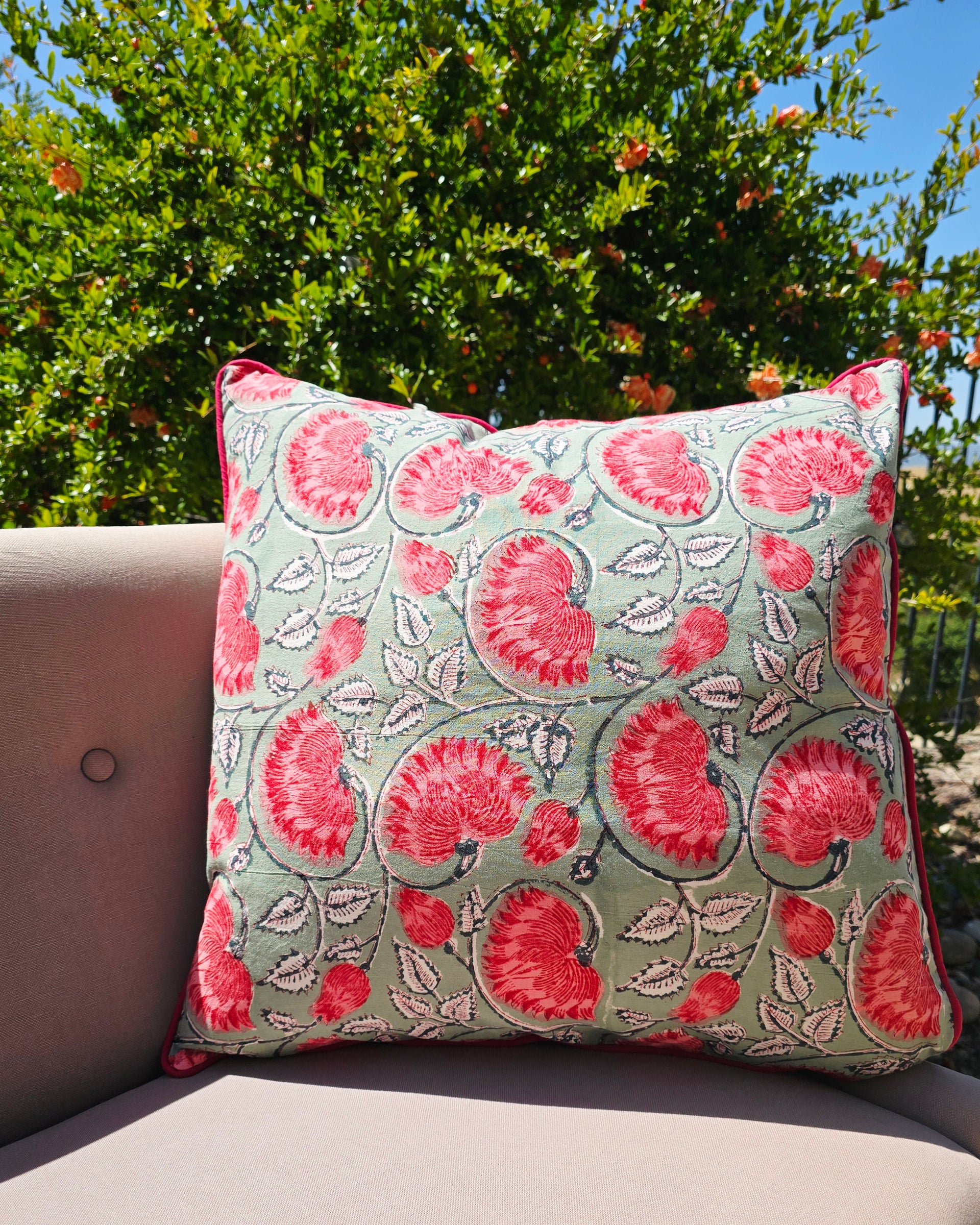Hello Fall Hand Block Printed Cushion Cover - Ohana Earth